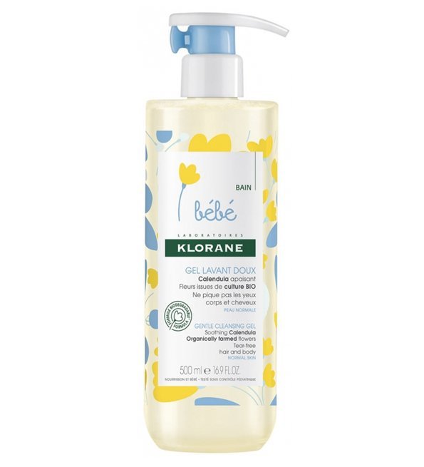 3282770104943-1.jpg Klorane - Gel lavant doux au Calendula apaisant - Bébé - Corps et cheveux - Peau normale 500 ml – Image 1