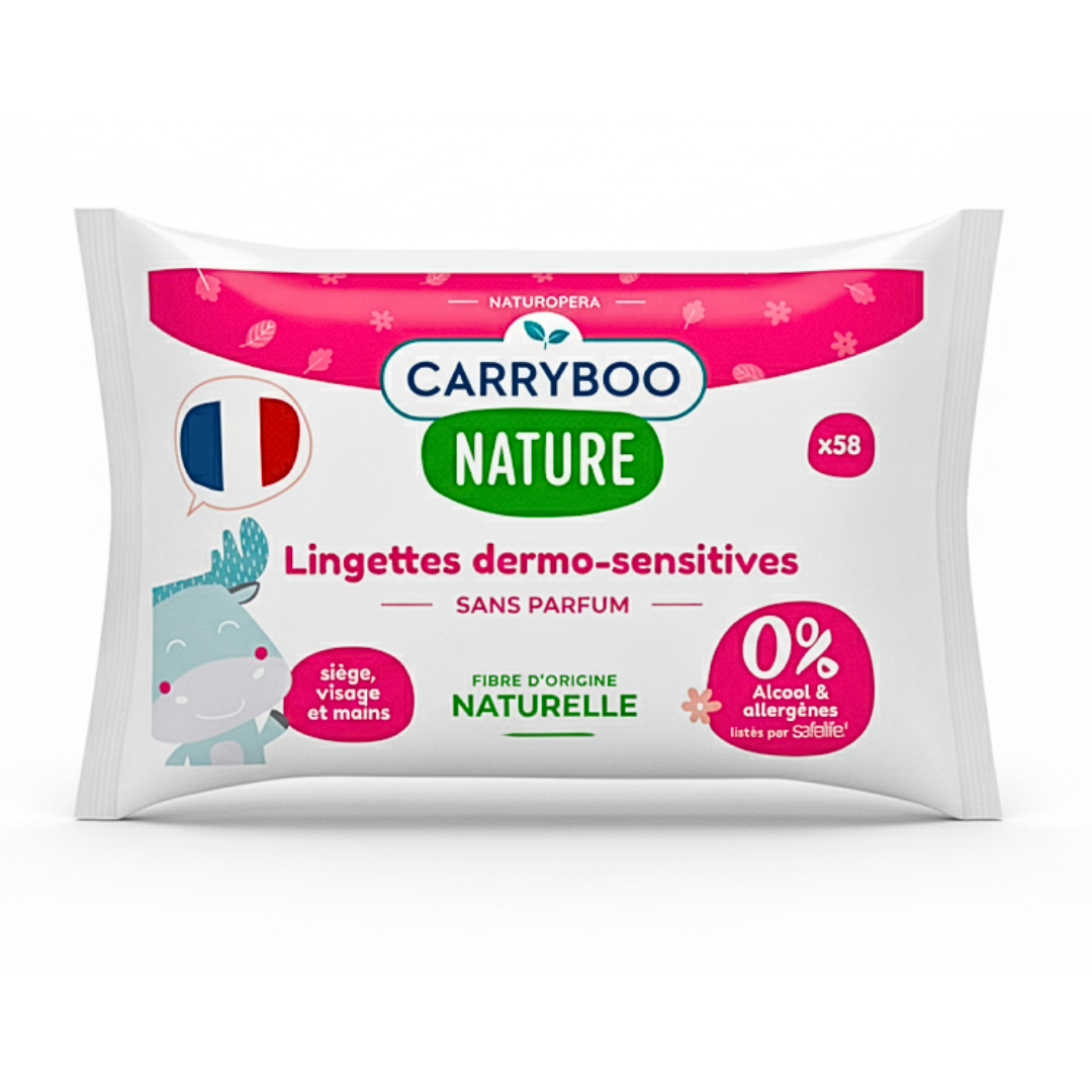 Carryboo-Lingettes-Dermo-Sensitives-sans-parfums-58-pcs-1.png Carryboo Lingettes Dermo-Sensitives Sans Parfums 58 Pieces – Image 1