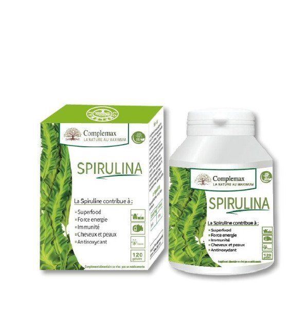 Complemax-Spiruline-Vitamine-C-400mg-120-gelules-2-1.jpg Complemax Spiruline 120 Gelules – Image 1