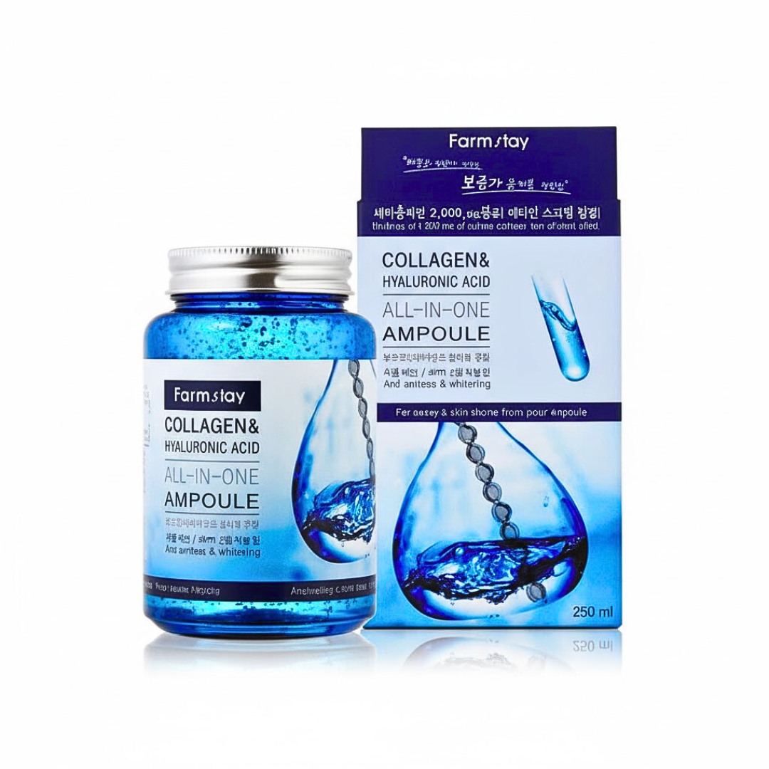Farmstay-Collagen-Hyaluronic-Acid-All-in-one-Ampoule-250ml-1.png Farmstay Collagen & Hyaluronic Acid All-In-One Ampoule 250ml – Image 1