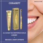 CURASEPT GOLD LUXURY WHITENING DENTIFRICE 75ML + Brosse à Dent