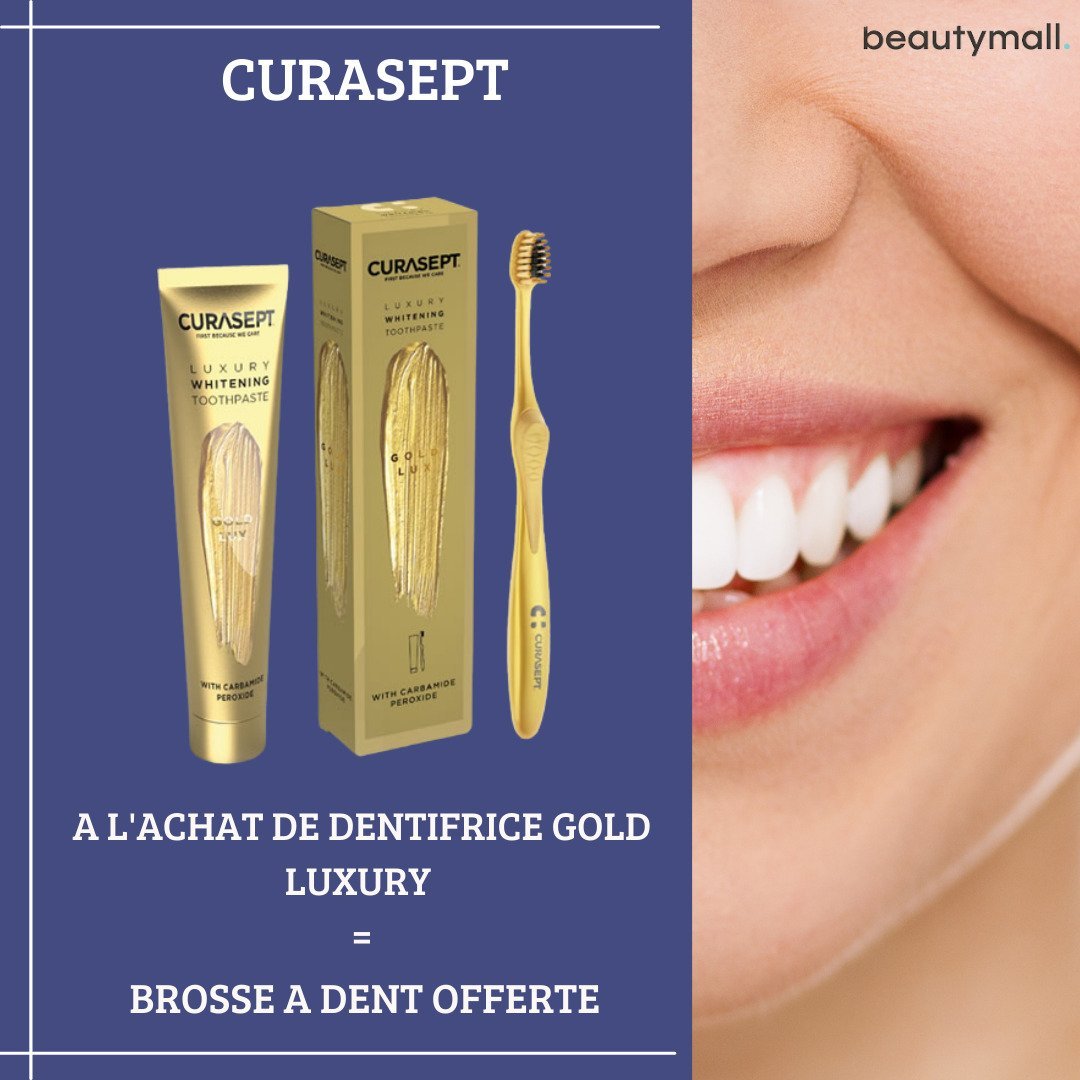GOLD-LUXURY-1-1.jpg CURASEPT GOLD LUXURY WHITENING DENTIFRICE 75ML + Brosse à Dent – Image 1