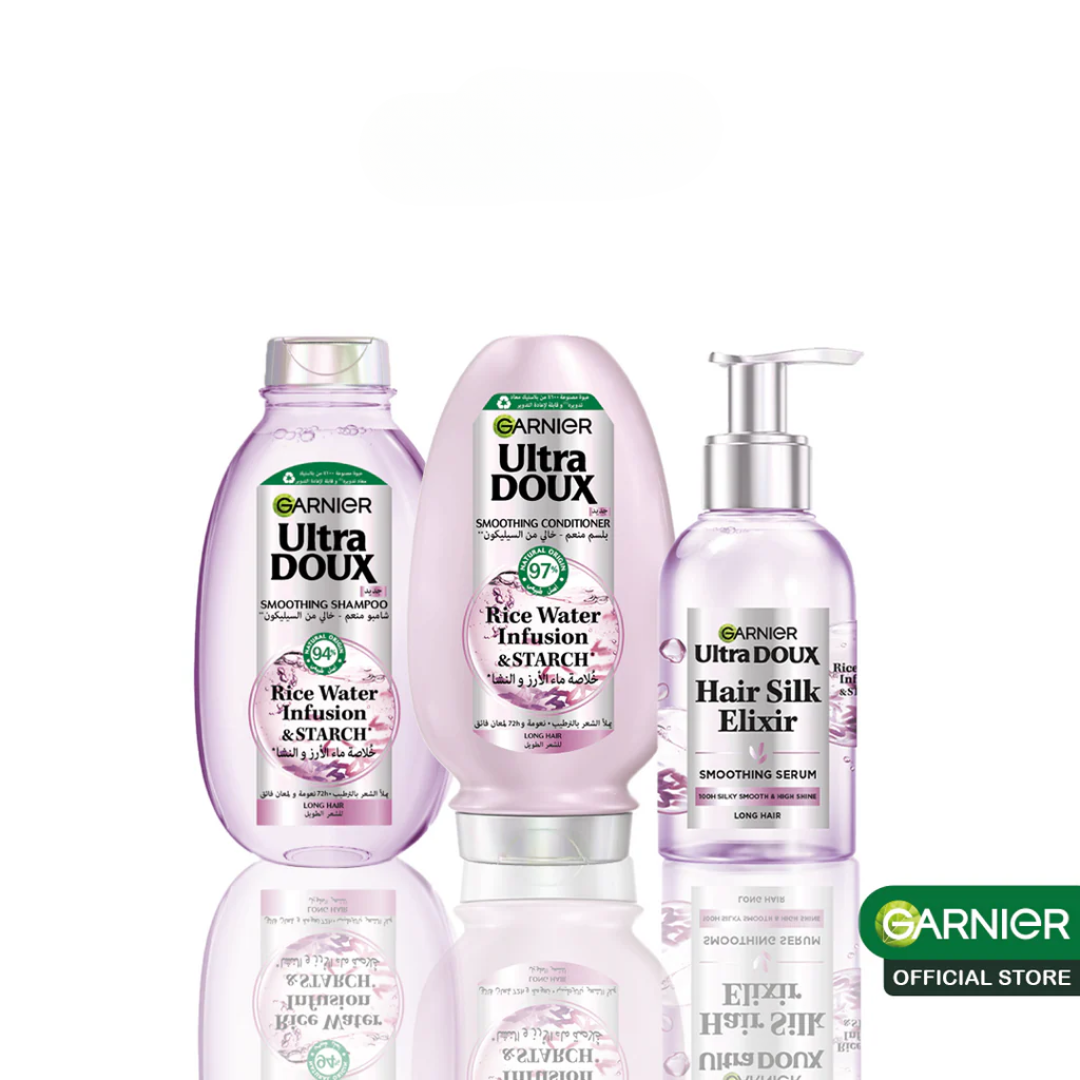 Garnier-Routine-Ultra-doux-Rice-Water-shampSerumApres-shamp-1.png Garnier Routine Ultra Doux Rice Water Shampooing + Serum + Apres Shampooing – Image 1