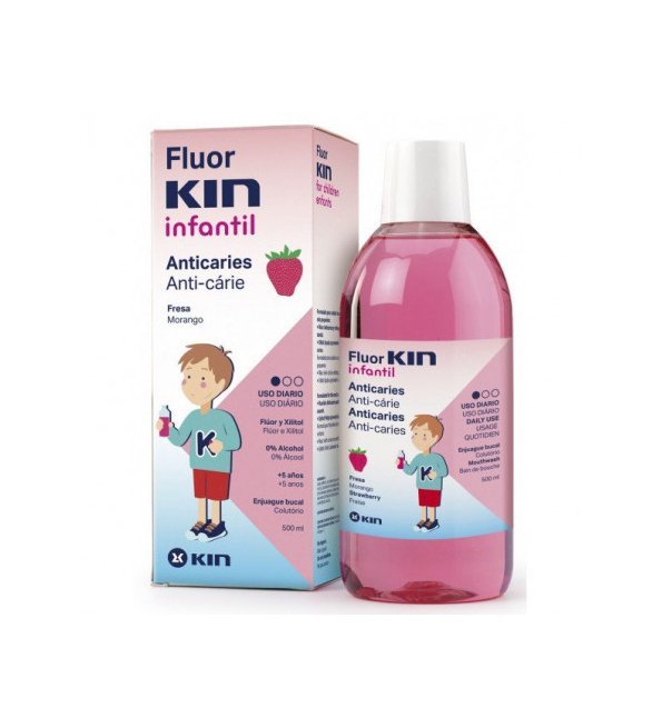 Kin-Fluor-Bain-de-bouche-enfant-Fraise-500ml-1.jpg Kin Fluor Bain de bouche enfant Fraise 500ml – Image 1