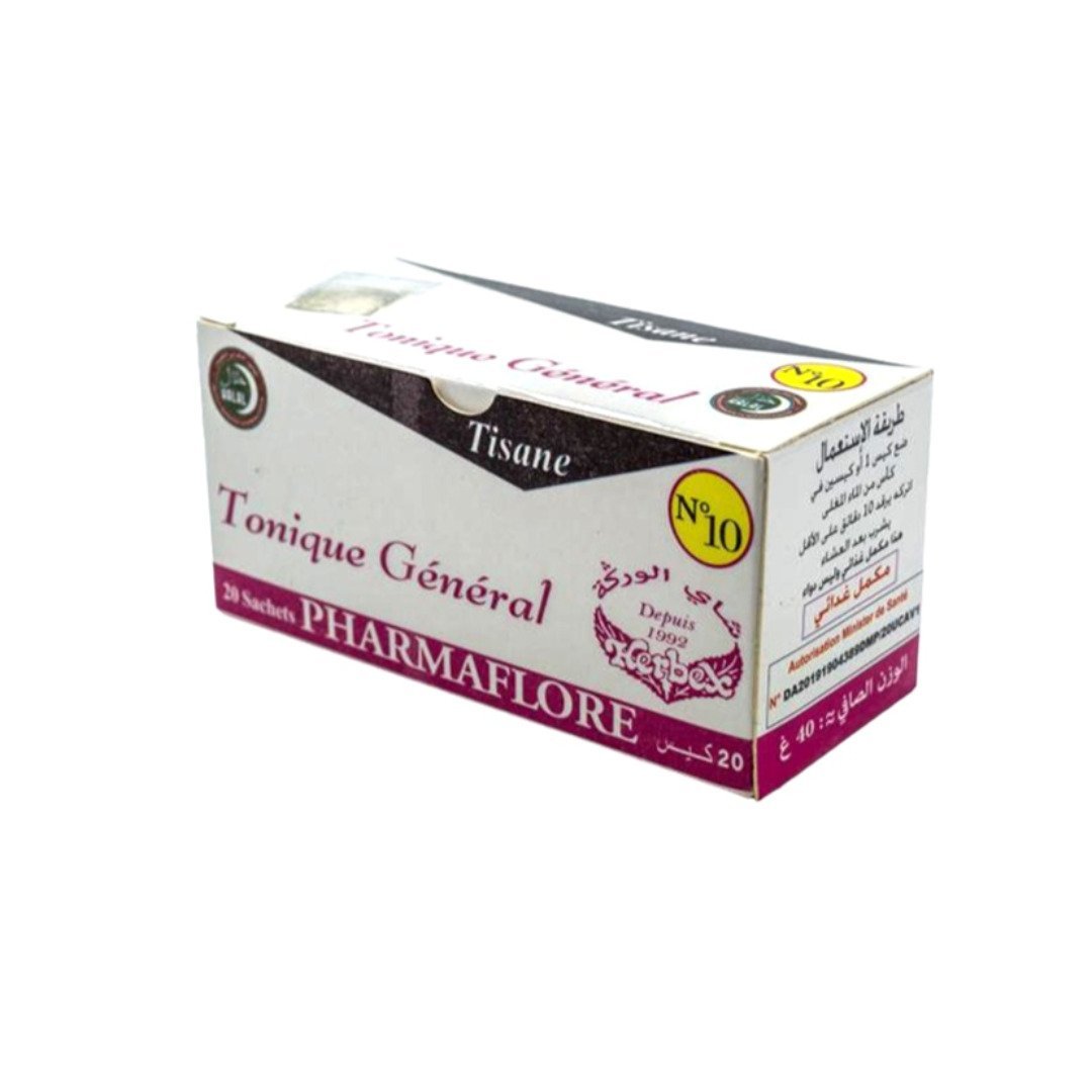 Pharmaflor-Tisane-N°10-Tonique-general-20-sachet-1.jpg Pharmaflore Tisane N°10 Tonique General 20 Sachet – Image 1