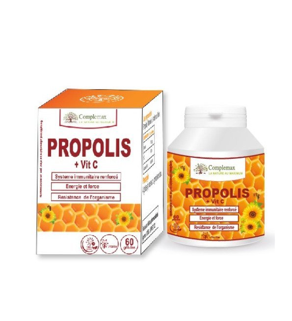 Propolis-Vitamine-C-1.jpg Complemax Propolis + Vitamine C 250mg 60 gelules – Image 1