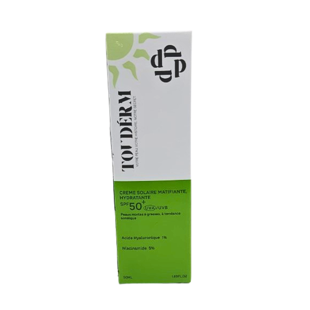 Touderm-Creme-Solaire-Matifiante-Hydratante-spf50-Peaux-Mixtes-A-Grasses-50ml-1.png Touderm Creme Solaire Matifiante Hydratante spf50+ Peaux Mixtes A Grasses 50ml – Image 1
