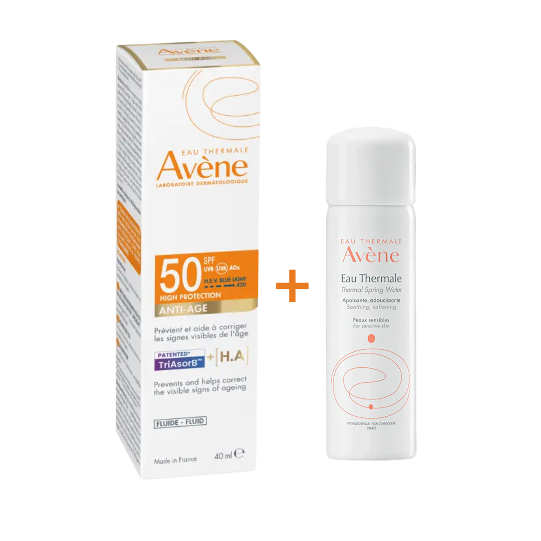 Av-Ecran-Anti-Age-THP-spf50-50mlEau-thermale-pack.png EAU THERMALE AVÈNE Ecran Anti-Age THP spf50+ 50ml = Eau thermale Offerte – Image 1