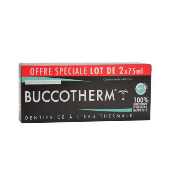 Buccotherm-Dent-Charbon-Noir-275ml-pack.jpg Buccotherm Dentifrice Charbon Noir 75ml x2 PACK – Image 1