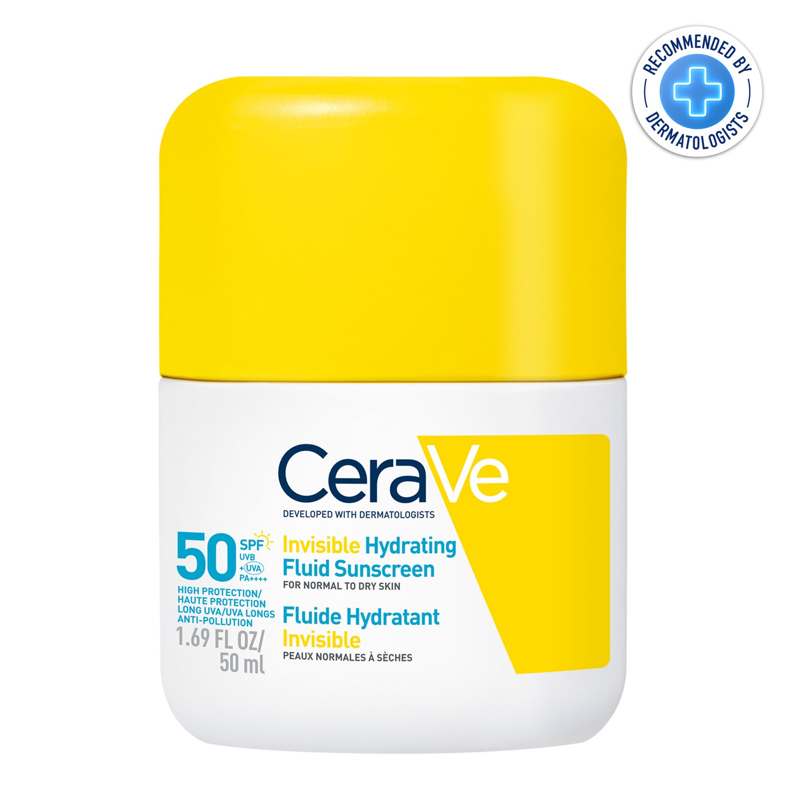 CeraVe_Hydrating-Fluid-Sunscreen_ATF_INT_Packshot-Front_3337875945660.jpg CeraVe Fluide Hydratant Invisible SPF50 | Peau Normale à Sèche | 50ml – Image 1