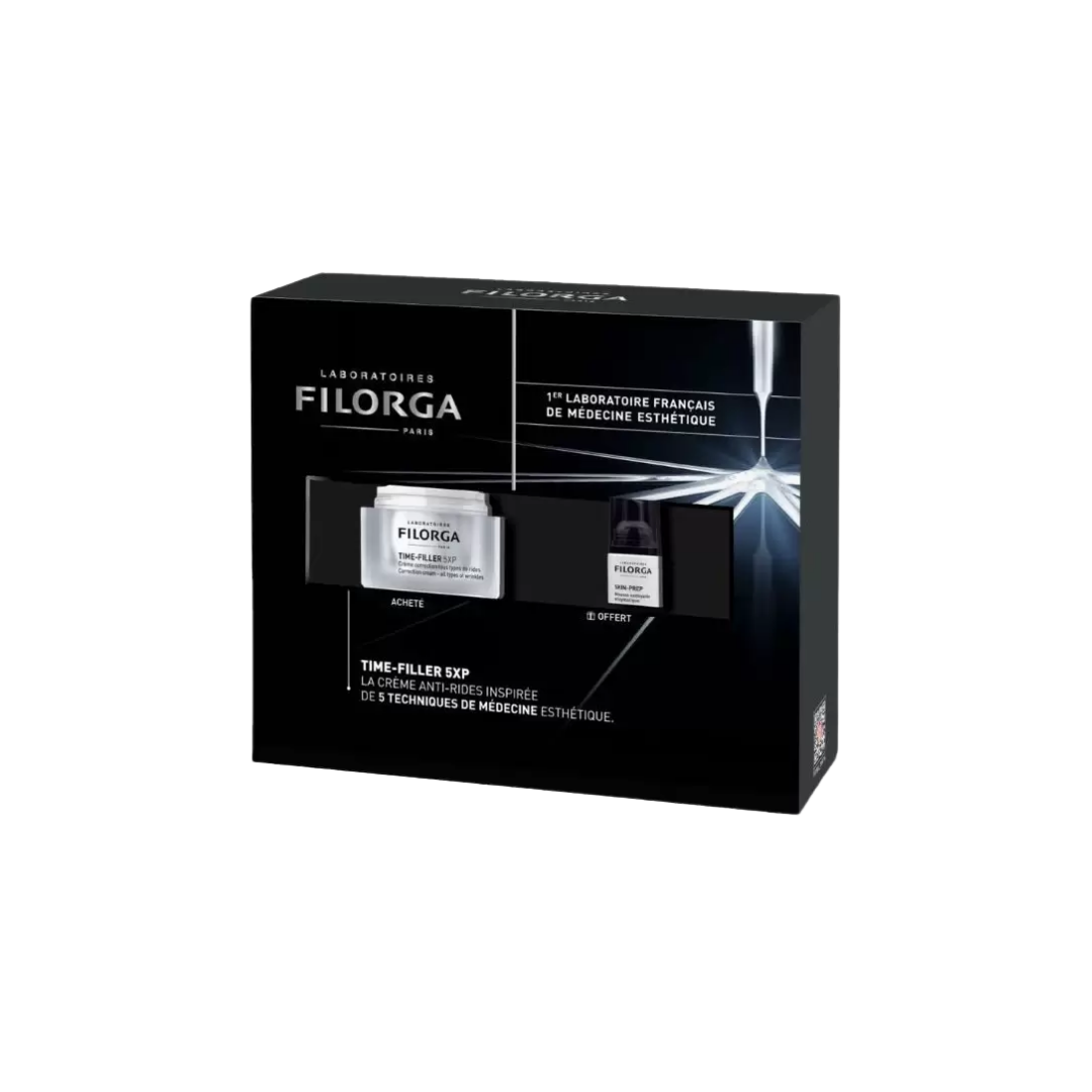 Filorga-Time-Filler-Creme-5xpSkin-Pref-Mousse-Nettoyante-Coffret.png Filorga Time-Filler Creme 5xp+Skin-Pref Mousse Nettoyante Coffret – Image 1