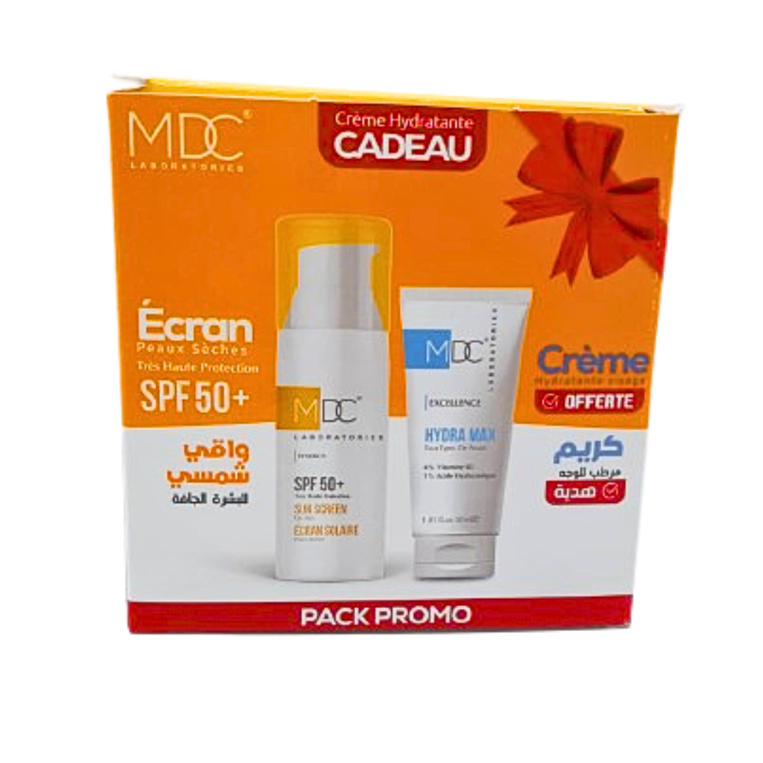 MDC-Synergy-Ecran-Solaire-Ps-spf50-50mlHydra-Max-Creme-Pack.png MDC Synergy Ecran Solaire Peaux Seche Spf50+ 50ml+Hydra Max Creme Pack – Image 1