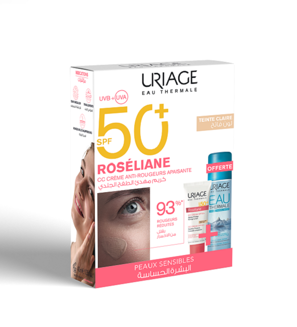 roseliane-cc-cream-eau-thermal-pack-1.png ROSÉLIANE CC CREAM SPF50 TEINTE CLAIRE + EAU THERMALE 50ML OFFERTE – Image 1