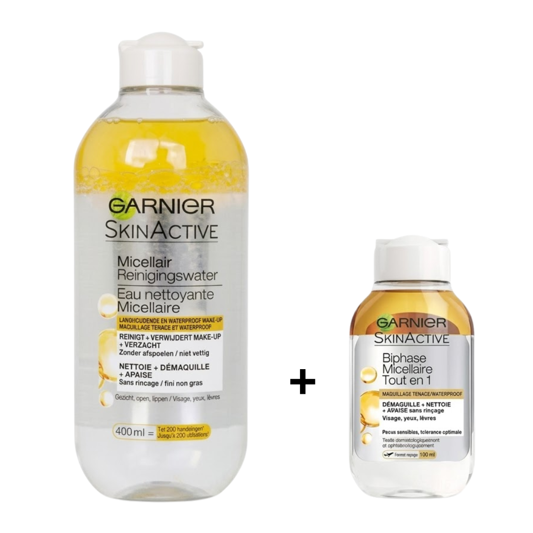 Garnier-Duo-Pack-Micellaire-P.Sensible-400mlMicellaire-Biphase-100ml-1.png Garnier Micellaire Peaux Sensible 400ml+Micellaire Biphase 100ml Duo Pack – Image 1