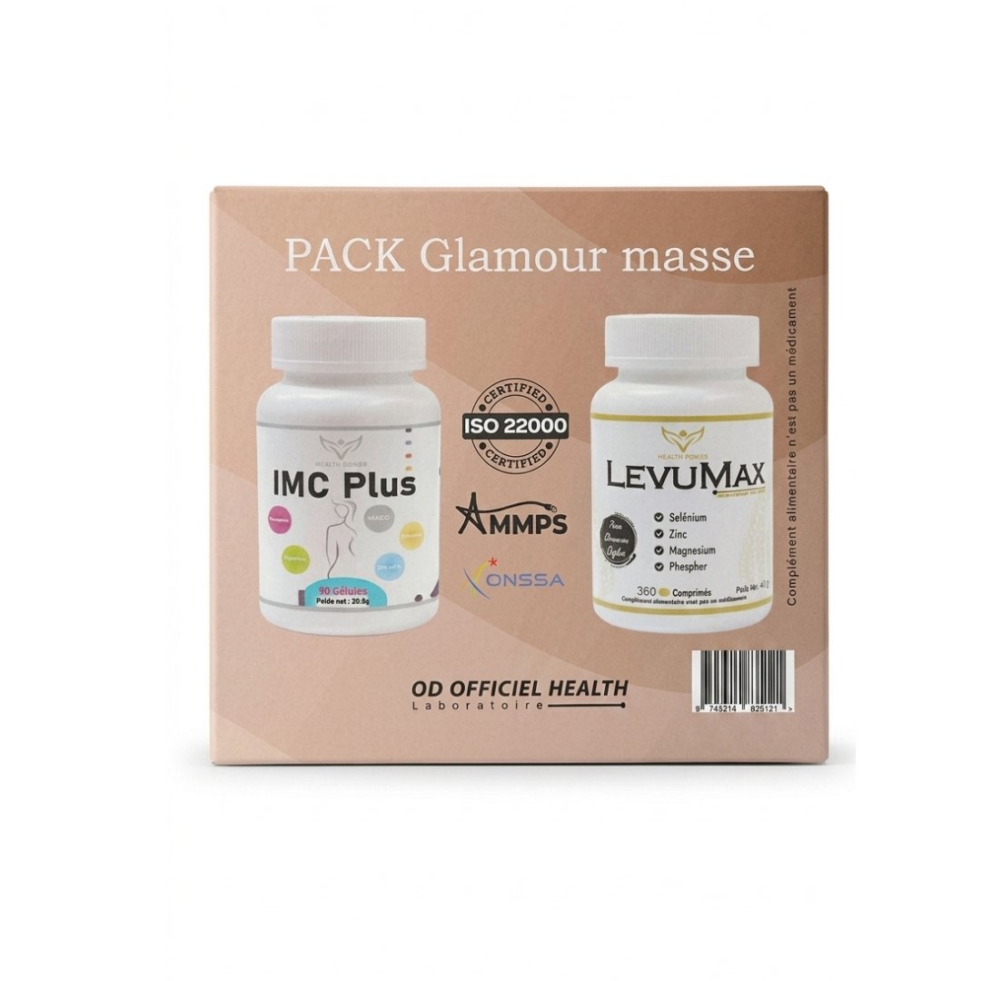 HEALTH-POWER-PACK-Glamour-masse-IMC-Plus-90-Gelules-LevuMax-360-Comprimes.jpg HEALTH POWER PACK Glamour masse IMC Plus 90 Gelules + LevuMax 360 Comprimes – Image 1