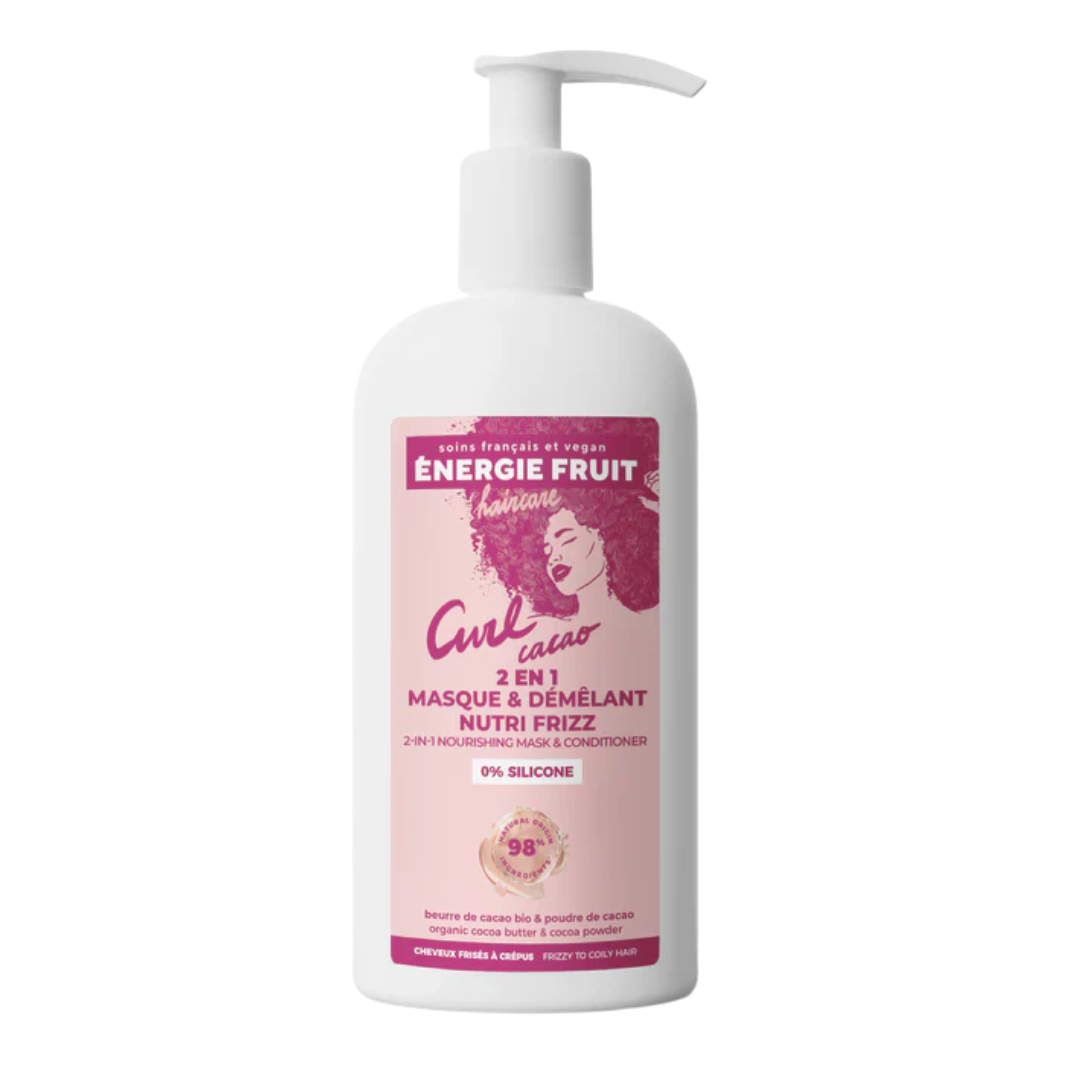 Energie-Fruit-2en1-Masque-Demelant-Nutri-Frizz-Beurre-De-Cacao-300ml.png ENERGIE FRUIT MASQUE 2 EN 1 DÉMÊLANT CURL NUTRITION INTENSE 300ML – Image 1