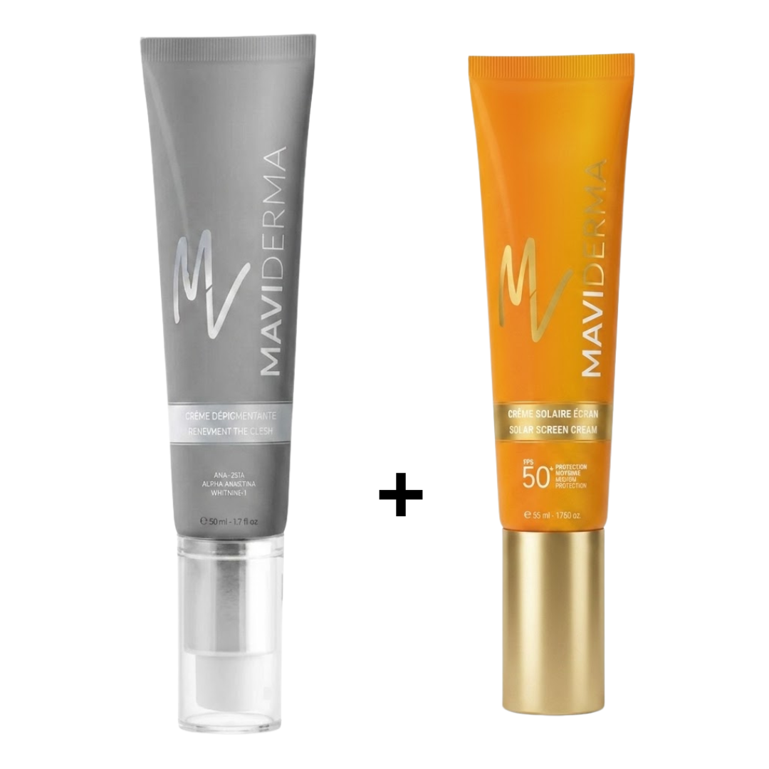Maviderma-Creme-Depigmentante-50mlEcran-Teinte-50ml-pack.png Maviderma Creme Depigmentante 50ml+Ecran Teinte 50ml Pack – Image 1