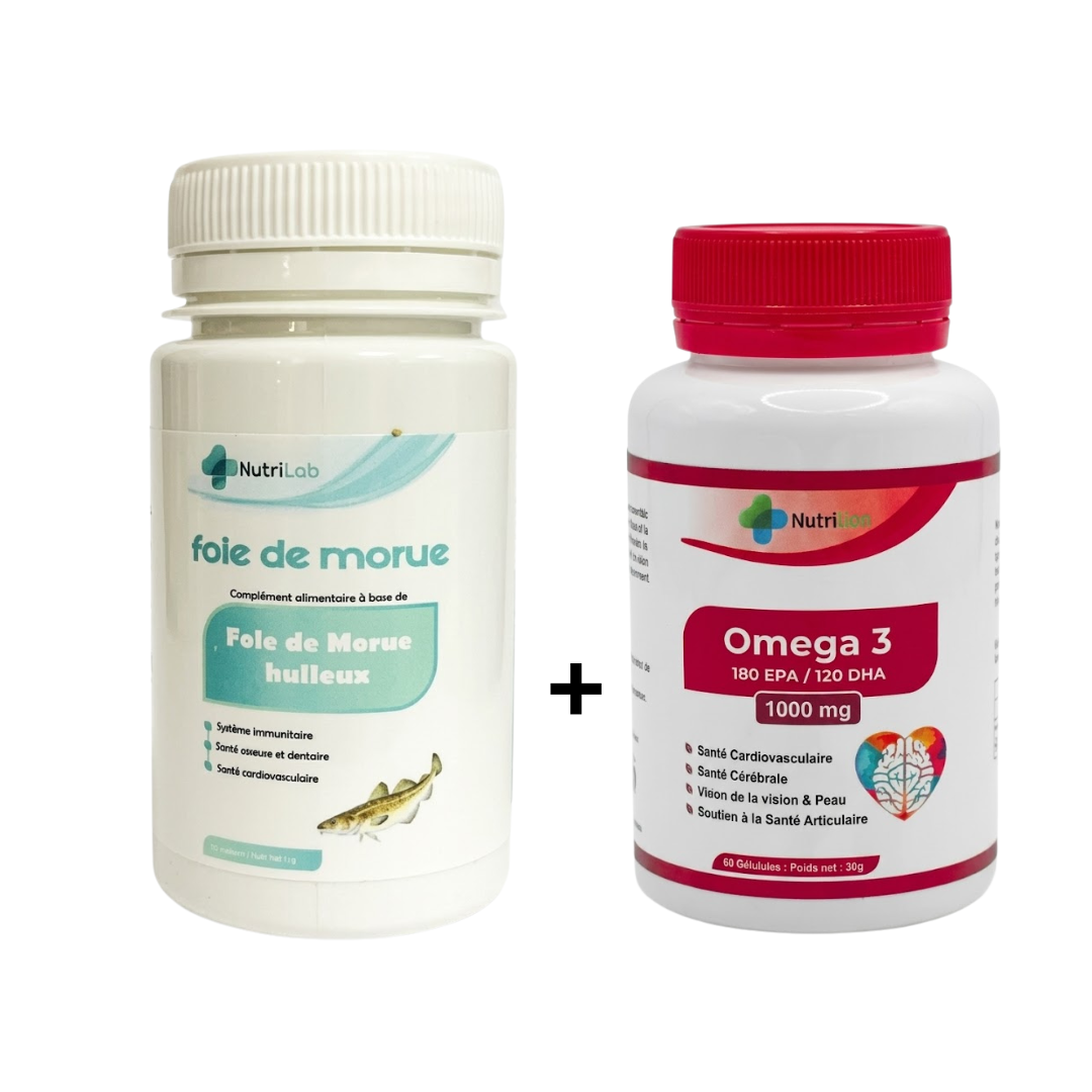 Nutrilab-Omega-3-1000mg-60cps-Foie-De-Morue-30cps-Duo-Pack.png Nutrilab Omega 3 1000mg 60 Capsules+ Foie De Morue 30 Capsules Duo Pack – Image 1