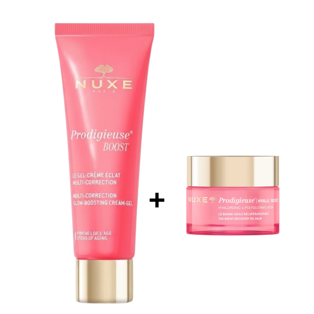 Nuxe-Duo-Pack-Prodigieuse-Boost-Gel-Cr-Eclat-40ml-Baume-Huile-ECH.png Nuxe Prodigieuse Boost Gel Creme Eclat 40ml+ Baume Huile Format Voyage Duo Pack – Image 1