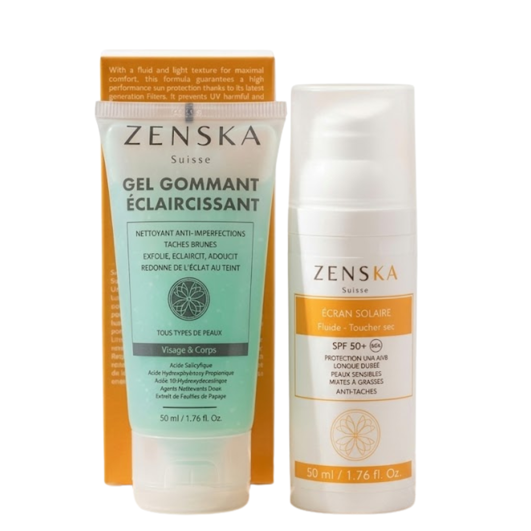 Zenska-Ecran-Solaire-Fluide-spf50-50mlGel-Gommante-50ml-pack.png Zenska Ecran Solaire Fluide spf50+ 50ml+Gel Gommante 50ml pack – Image 1